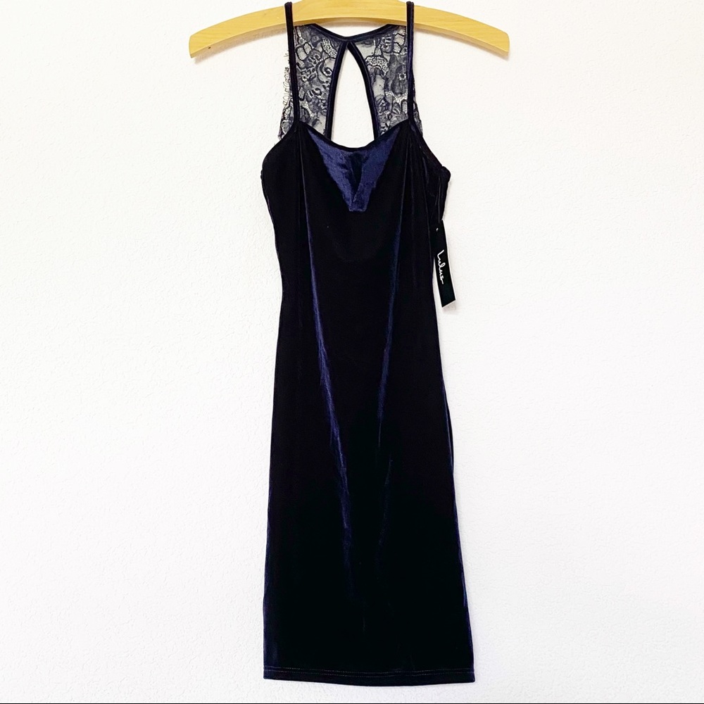 LULU’S Velvet Navy Bodycon Dress XS